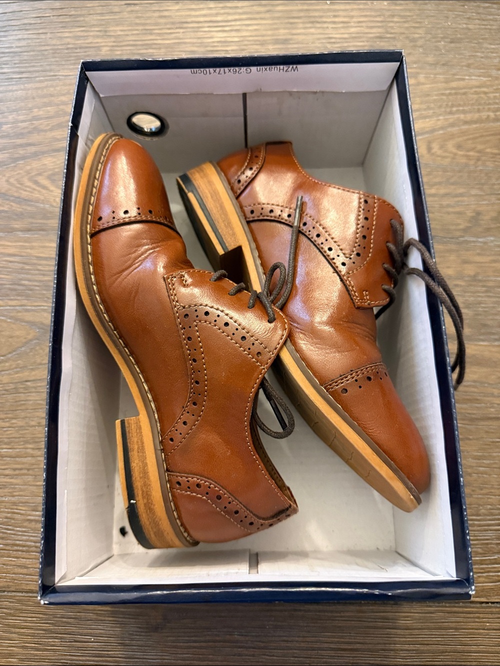 Kids Brown Brogue Dress Shoes - Lace-Up Oxford Boys Size 1